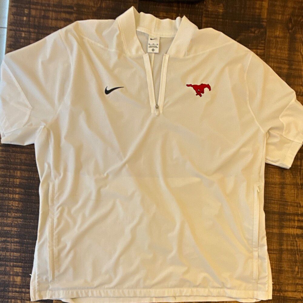 Nike SMU Mustangs Lightweight Coaches Jacket SS White 1/4 Zip Men’s 3XL HF7070